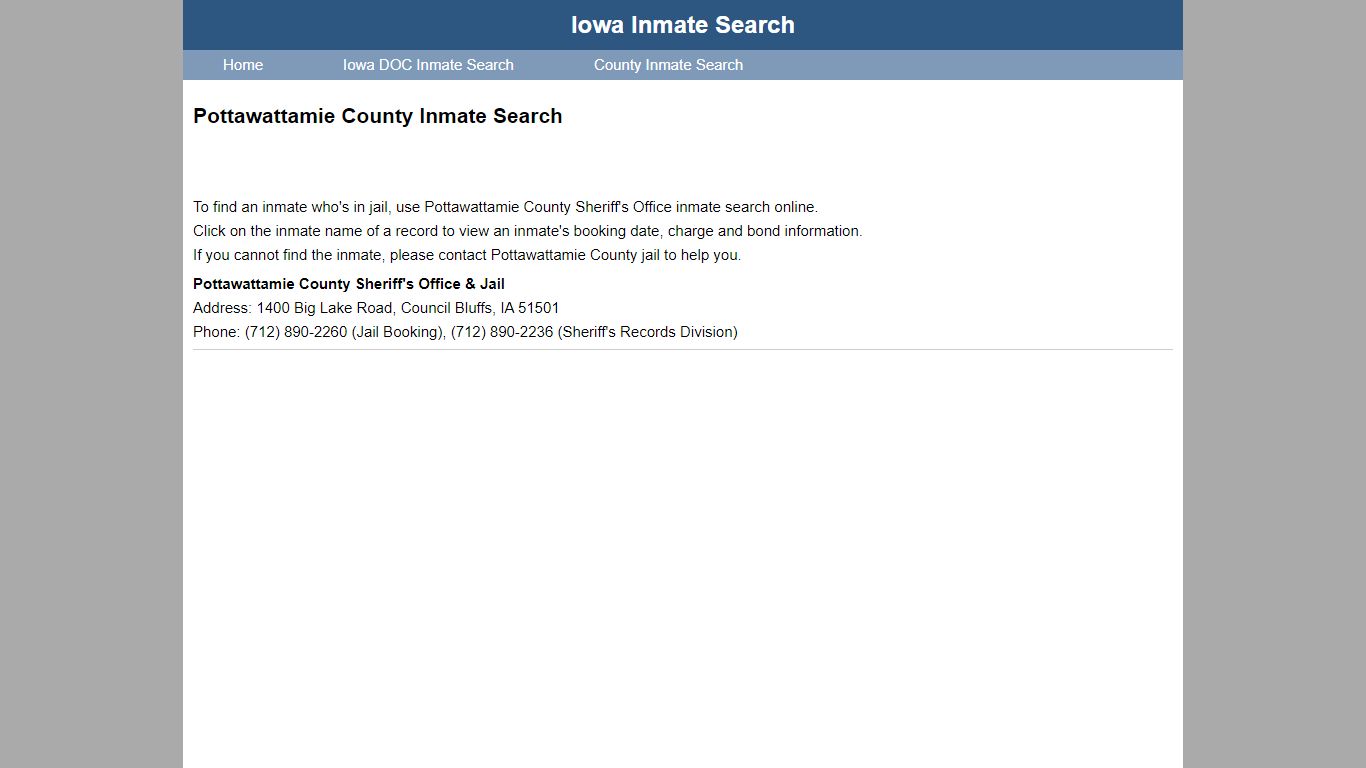 Pottawattamie County Inmate Search